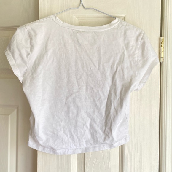 Women's White Organic cotton crop twist Top NWOT - Picture 2 of 3